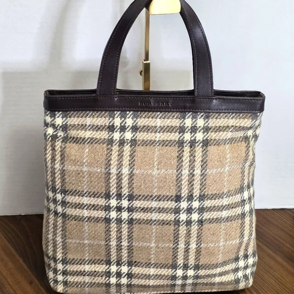 Burberry Nova Wool/leather Vintage Tote Bag